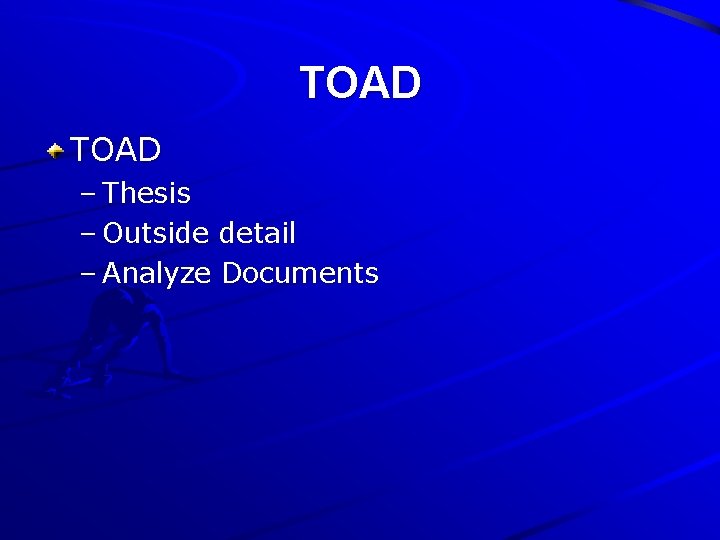 TOAD – Thesis – Outside detail – Analyze Documents 