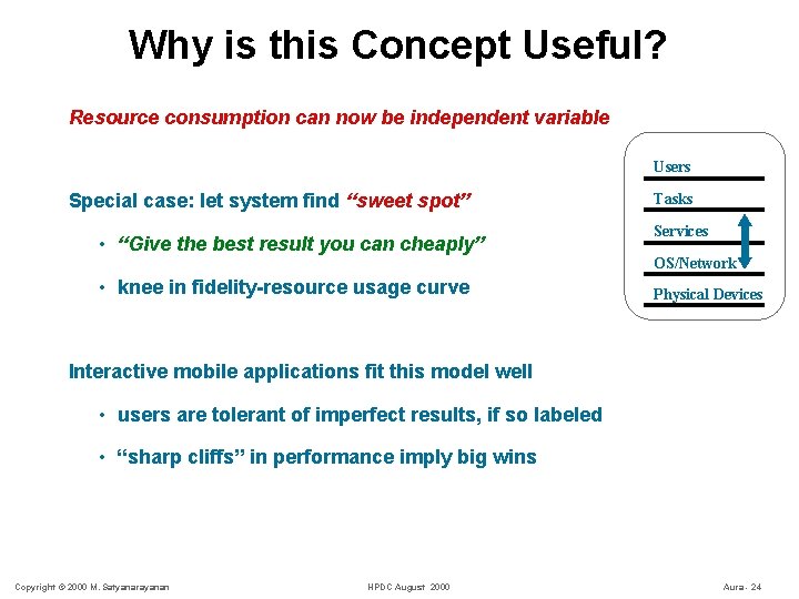 Why is this Concept Useful? Resource consumption can now be independent variable Users Special