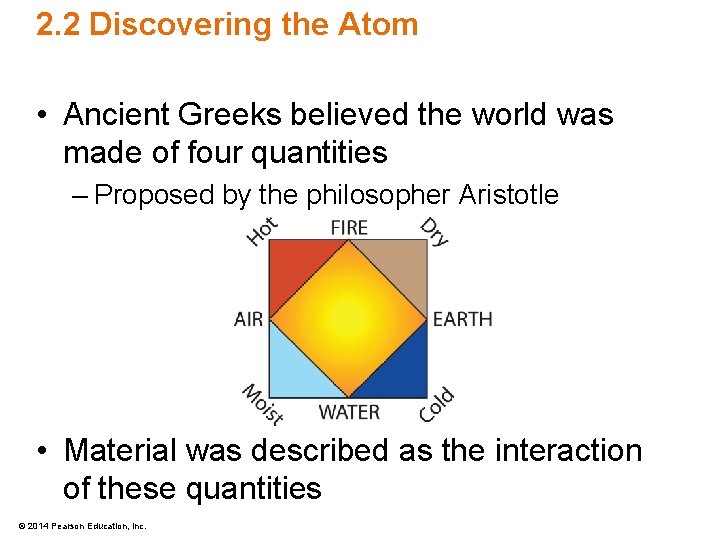 2. 2 Discovering the Atom • Ancient Greeks believed the world was made of