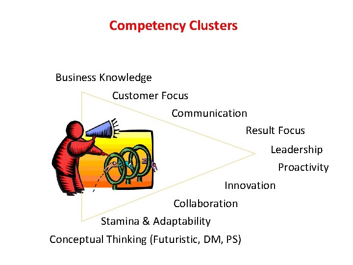 Competency Clusters Business Knowledge Customer Focus Communication Result Focus Leadership Proactivity Innovation Collaboration Stamina