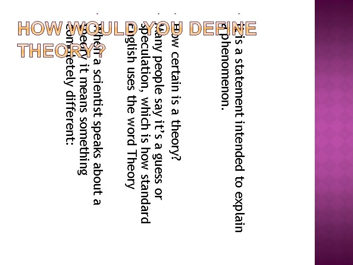  It is a statement intended to explain a phenomenon. How certain is a