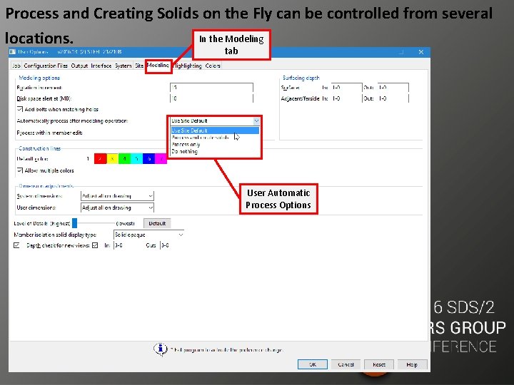 Process and Creating Solids on the Fly can be controlled from several In the
