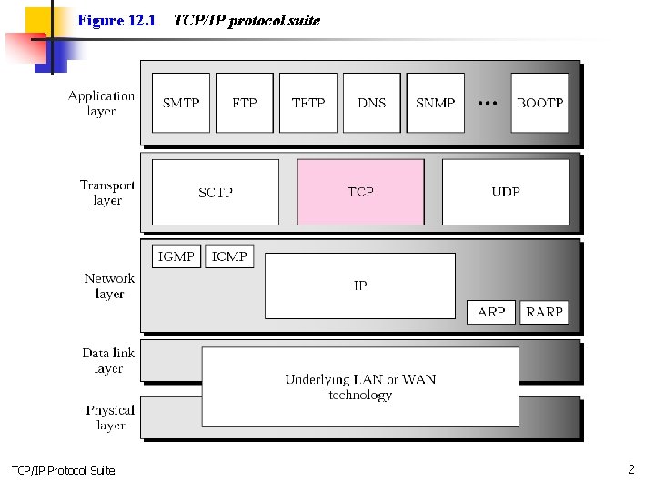 Figure 12. 1 TCP/IP Protocol Suite TCP/IP protocol suite 2 