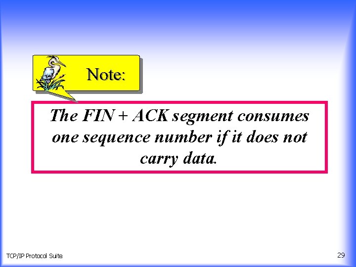 Note: The FIN + ACK segment consumes one sequence number if it does not