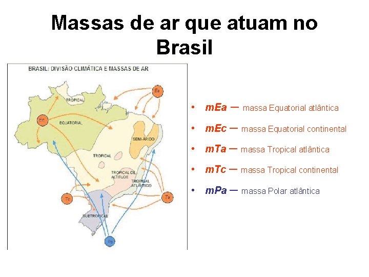 Massas de ar que atuam no Brasil – massa Equatorial atlântica m. Ec –