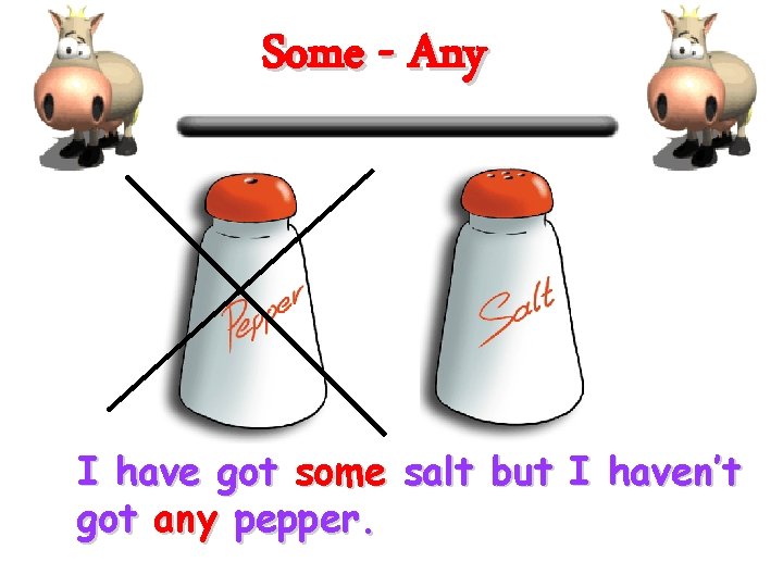 Some - Any I have got some salt but I haven’t got any pepper.