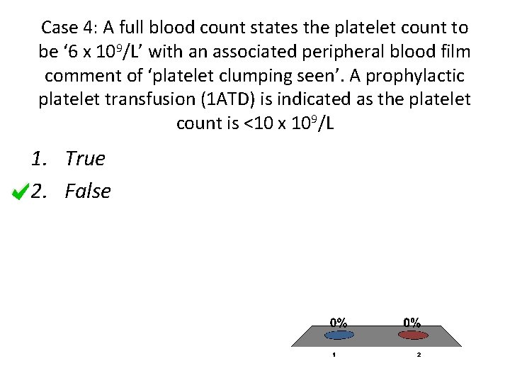 Case 4: A full blood count states the platelet count to be ‘ 6