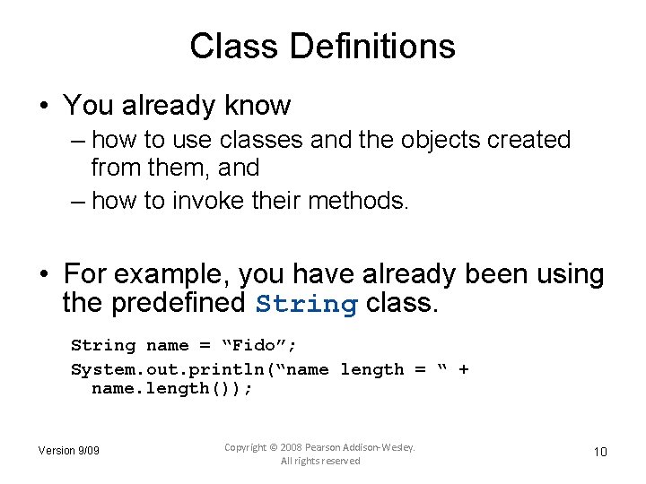 Class Definitions • You already know – how to use classes and the objects