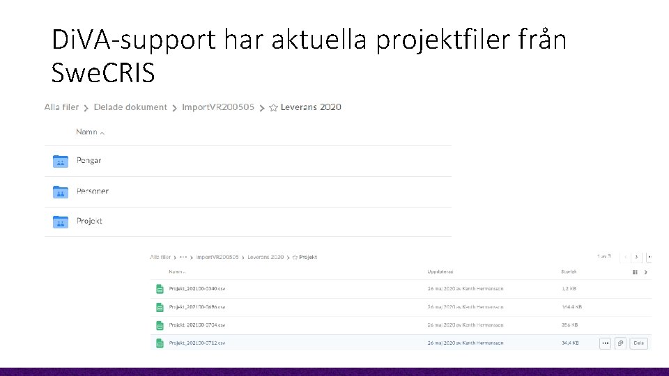 Di. VA-support har aktuella projektfiler från Swe. CRIS 