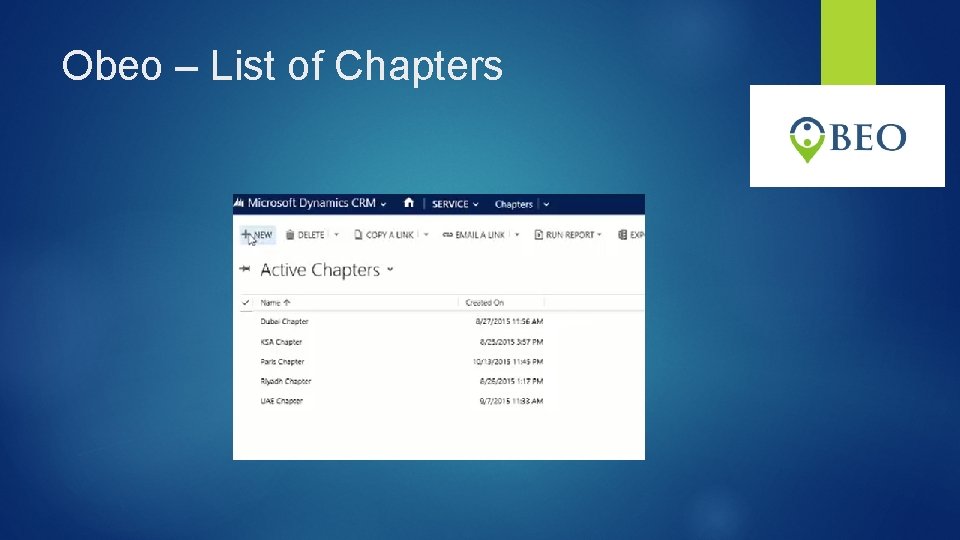 Obeo – List of Chapters 