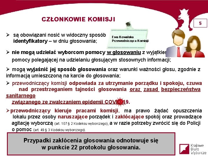 CZŁONKOWIE KOMISJI Ø są obowiązani nosić w widoczny sposób identyfikatory – w dniu głosowania;