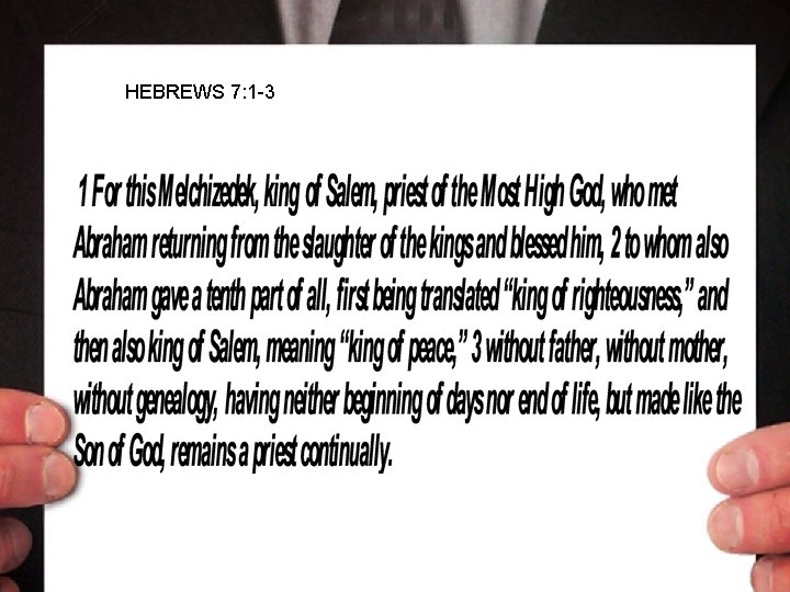HEBREWS 7: 1 -3 