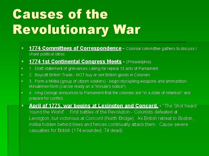 Causes of the Revolutionary War § 1774 Committees of Correspondence - Colonial committee gathers
