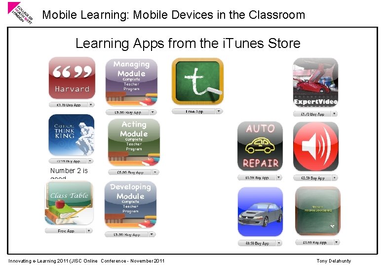 Mobile Learning: Mobile Devices in the Classroom Learning Apps from the i. Tunes Store