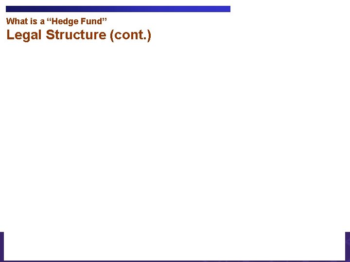 What is a “Hedge Fund” Legal Structure (cont. ) 12 Strictly Private & Confidential