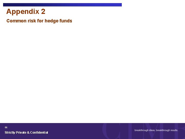 Appendix 2 Common risk for hedge funds 56 Strictly Private & Confidential 