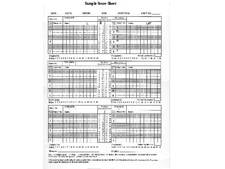 Sample Score Sheet L x L#7 1 6 5 4 3 2 