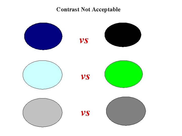 Contrast Not Acceptable vs vs vs 