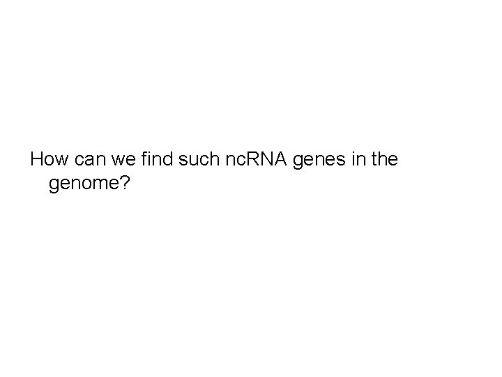How can we find such nc. RNA genes in the genome? 