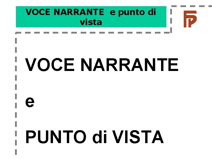 VOCE NARRANTE e punto di vista VOCE NARRANTE e PUNTO di VISTA VOCE NARRANTE e punto di vista VOCE NARRANTE e PUNTO di VISTA
