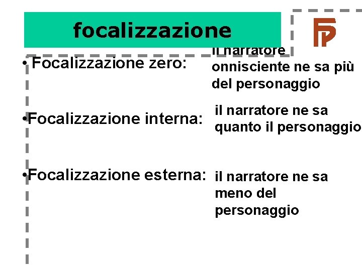 focalizzazione • Focalizzazione zero: il narratore onnisciente ne sa più del personaggio il narratore focalizzazione • Focalizzazione zero: il narratore onnisciente ne sa più del personaggio il narratore
