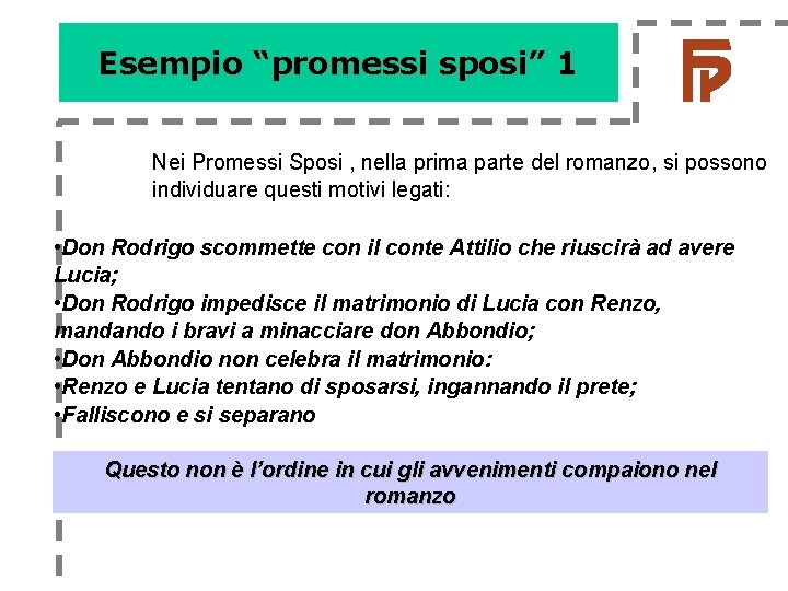 Esempio “promessi sposi” 1 Nei Promessi Sposi , nella prima parte del romanzo, si Esempio “promessi sposi” 1 Nei Promessi Sposi , nella prima parte del romanzo, si