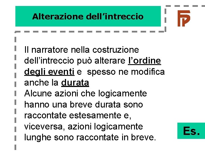 Alterazione dell’intreccio Il narratore nella costruzione dell’intreccio può alterare l’ordine degli eventi e spesso Alterazione dell’intreccio Il narratore nella costruzione dell’intreccio può alterare l’ordine degli eventi e spesso