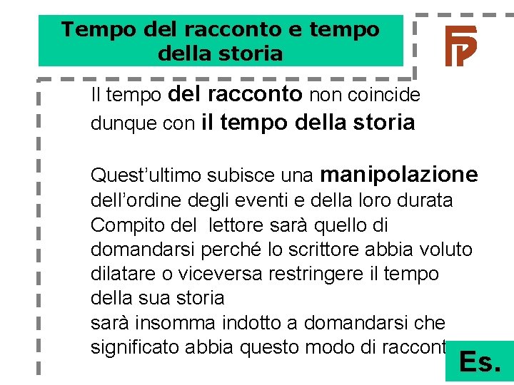 Tempo del racconto e tempo della storia Il tempo del racconto non coincide dunque Tempo del racconto e tempo della storia Il tempo del racconto non coincide dunque