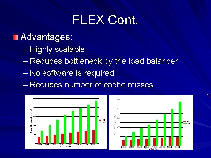 FLEX Cont. Advantages: – Highly scalable – Reduces bottleneck by the load balancer –