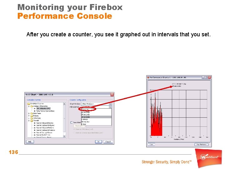 Monitoring your Firebox Performance Console After you create a counter, you see it graphed