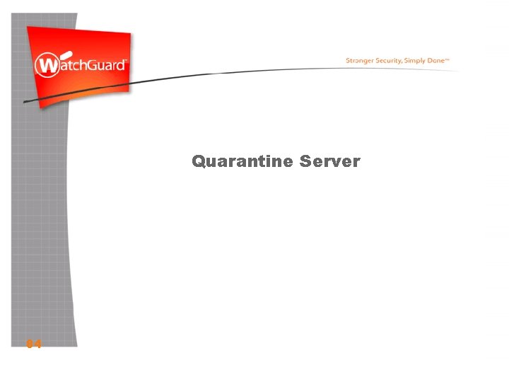 Quarantine Server Gateway Anti. Virus/ Intrusion Prevention Service (GAV/IPS) 84 