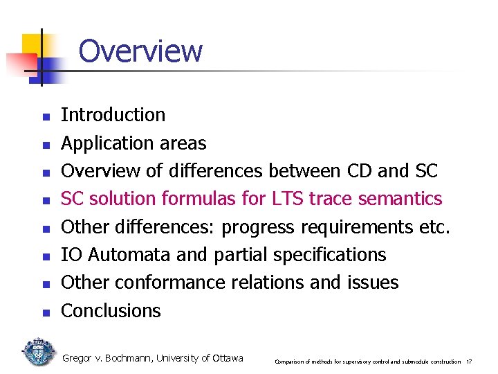 Overview n n n n Introduction Application areas Overview of differences between CD and Overview n n n n Introduction Application areas Overview of differences between CD and