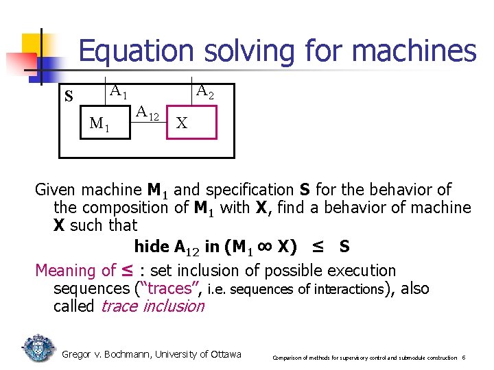Equation solving for machines A 1 S M 1 A 2 A 12 X Equation solving for machines A 1 S M 1 A 2 A 12 X