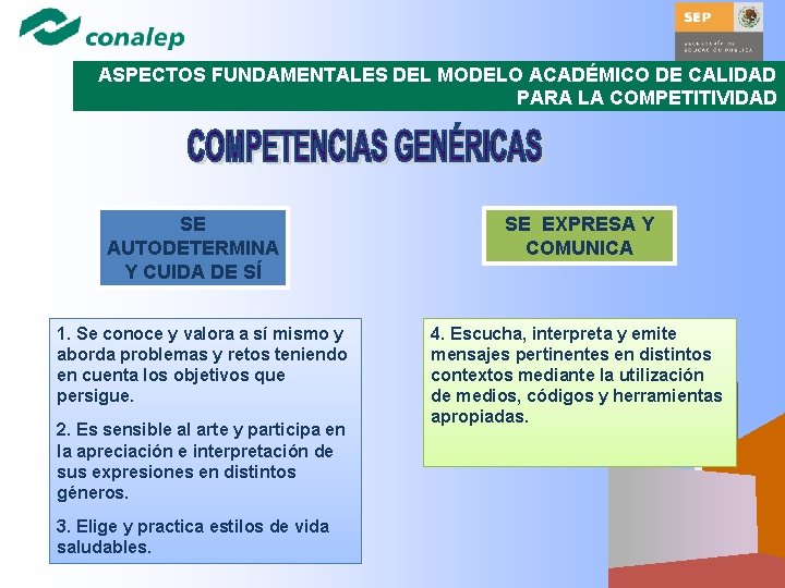 ASPECTOS FUNDAMENTALES DEL MODELO ACADÉMICO DE CALIDAD PARA LA COMPETITIVIDAD SE AUTODETERMINA Y CUIDA