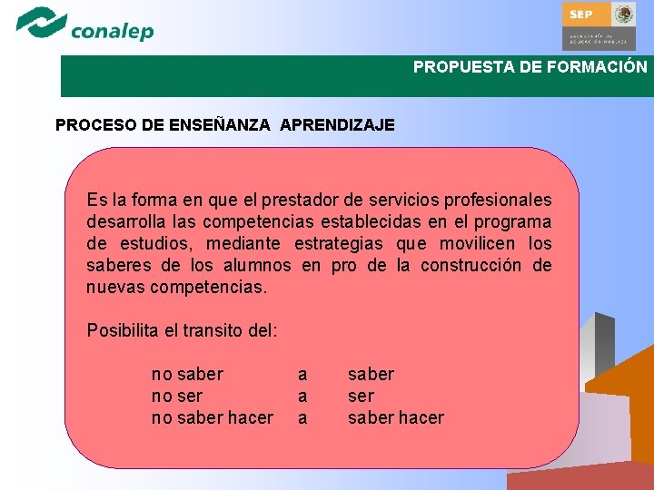 PROPUESTA DE FORMACIÓN PROCESO DE ENSEÑANZA APRENDIZAJE Es la forma en que el prestador