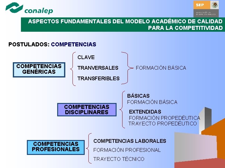 ASPECTOS FUNDAMENTALES DEL MODELO ACADÉMICO DE CALIDAD PARA LA LA COMPETITIVIDAD POSTULADOS: COMPETENCIAS CLAVE