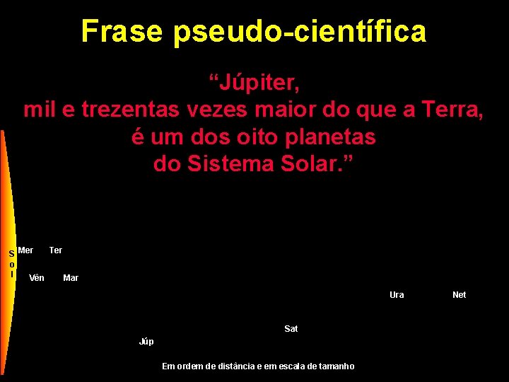 Frase pseudo-científica “Júpiter, mil e trezentas vezes maior do que a Terra, é um