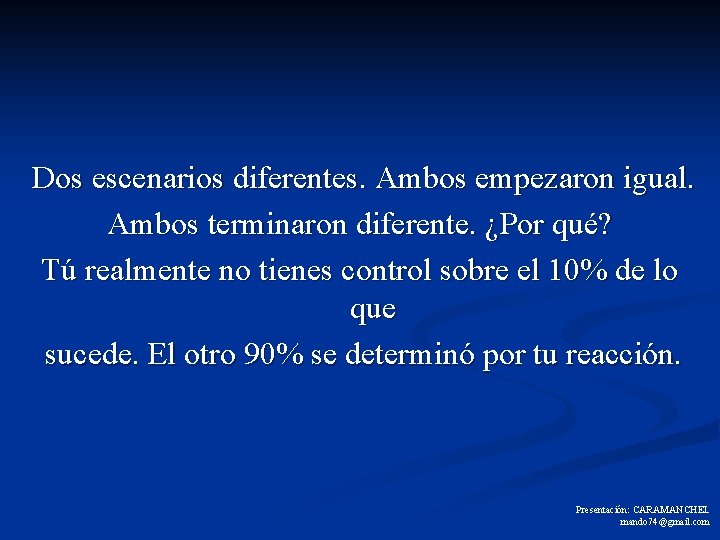 Dos escenarios diferentes. Ambos empezaron igual. Ambos terminaron diferente. ¿Por qué? Tú realmente no