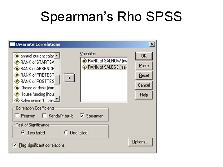 Spearman’s Rho SPSS 