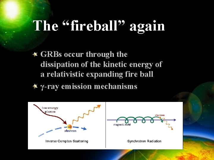 The “fireball” again GRBs occur through the dissipation of the kinetic energy of a