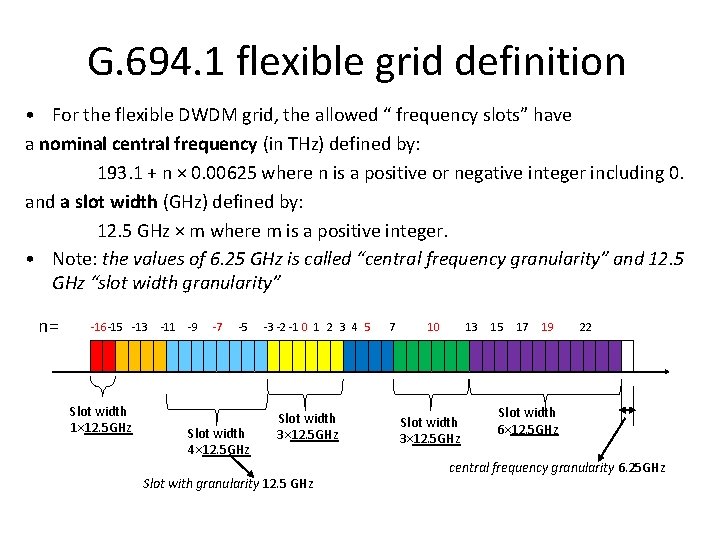 G. 694. 1 flexible grid definition • For the flexible DWDM grid, the allowed