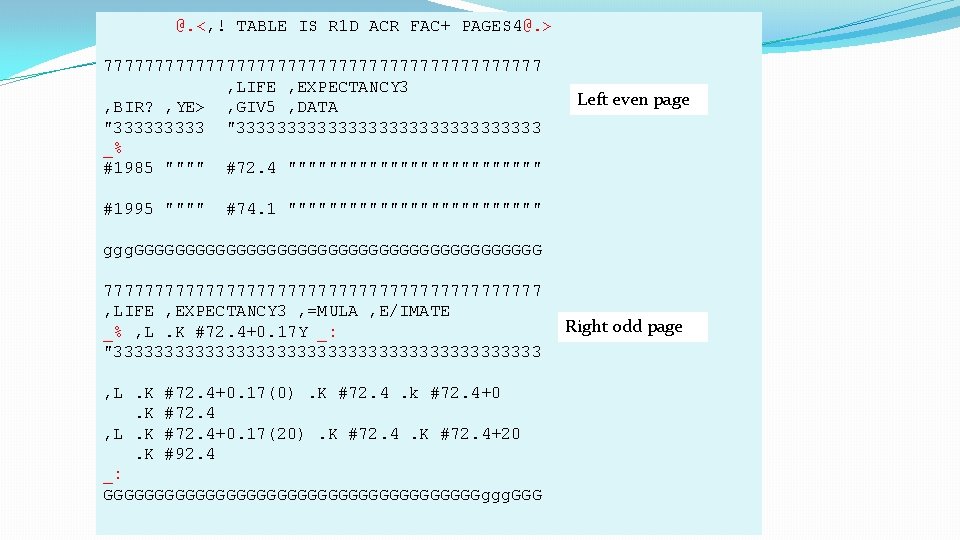 @. <, ! TABLE IS R 1 D ACR FAC+ PAGES 4@. > 7777777777777777777777
