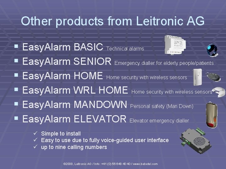Other products from Leitronic AG § Easy. Alarm BASIC Technical alarms § Easy. Alarm