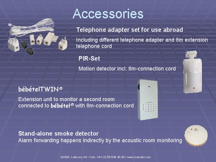 Accessories Telephone adapter set for use abroad Including different telephone adapter and 8 m