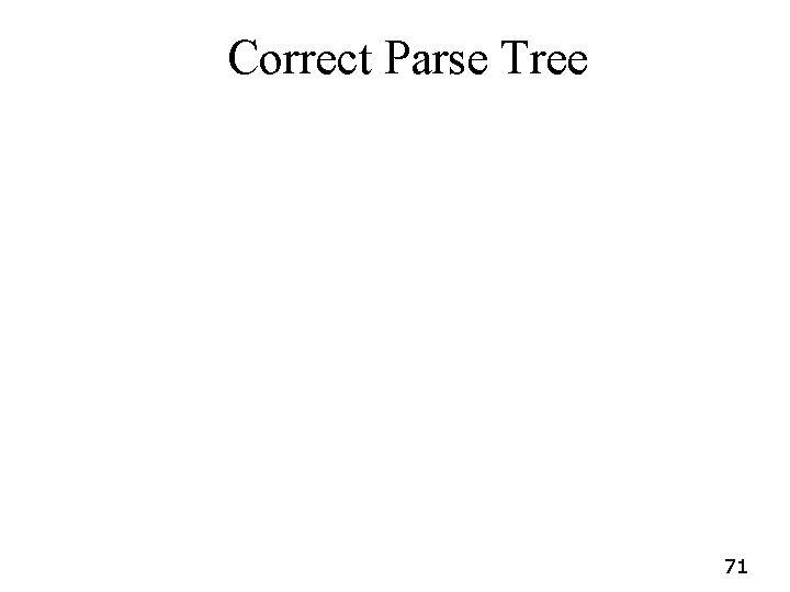 Correct Parse Tree 71 Correct Parse Tree 71