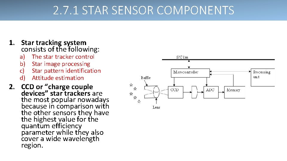 2. 7. 1 STAR SENSOR COMPONENTS 1. Star tracking system consists of the following: