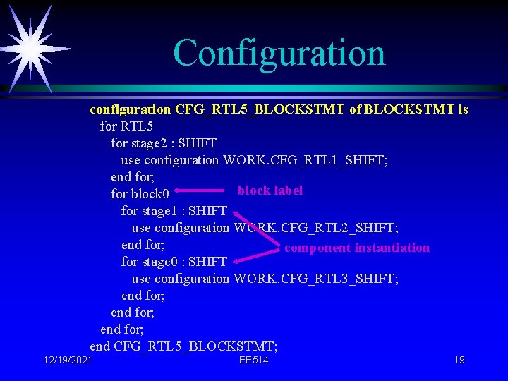 Configuration configuration CFG_RTL 5_BLOCKSTMT of BLOCKSTMT is for RTL 5 for stage 2 :