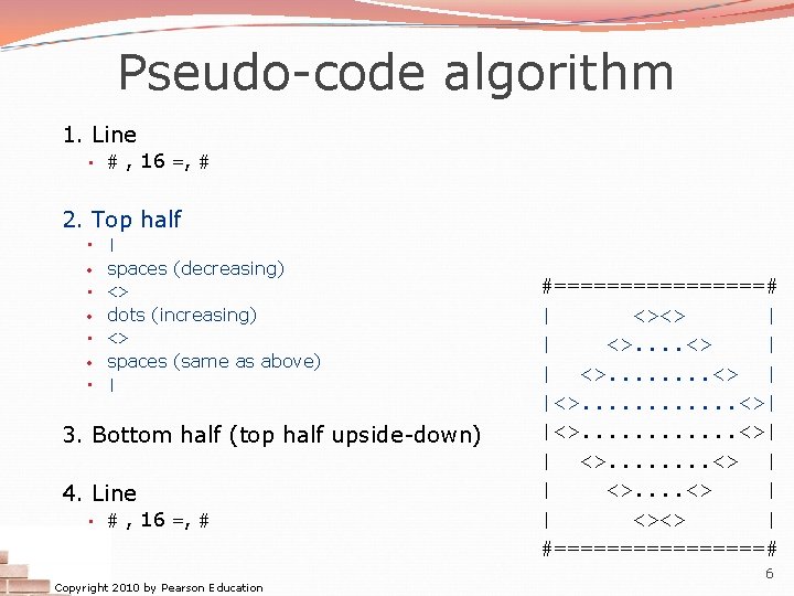 Pseudo-code algorithm 1. Line • # , 16 =, # 2. Top half •
