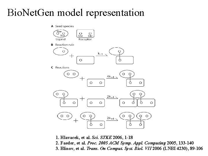 Bio. Net. Gen model representation 1. Hlavacek, et al. Sci. STKE 2006, 1 -18
