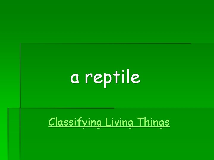 a reptile Classifying Living Things 